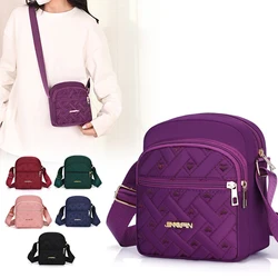 2024 New Embroidery Women Nylon Square Handbags Lady'S Shoulder Cross Body Female Casual  Fashionable Women'S Zipper Handbag