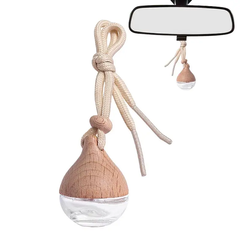 Car Hangings Air Freshener Bottle Wooden Transparent Glass Car Perfume Long Lasting Fragrance High Hardness Air Freshener Bottle