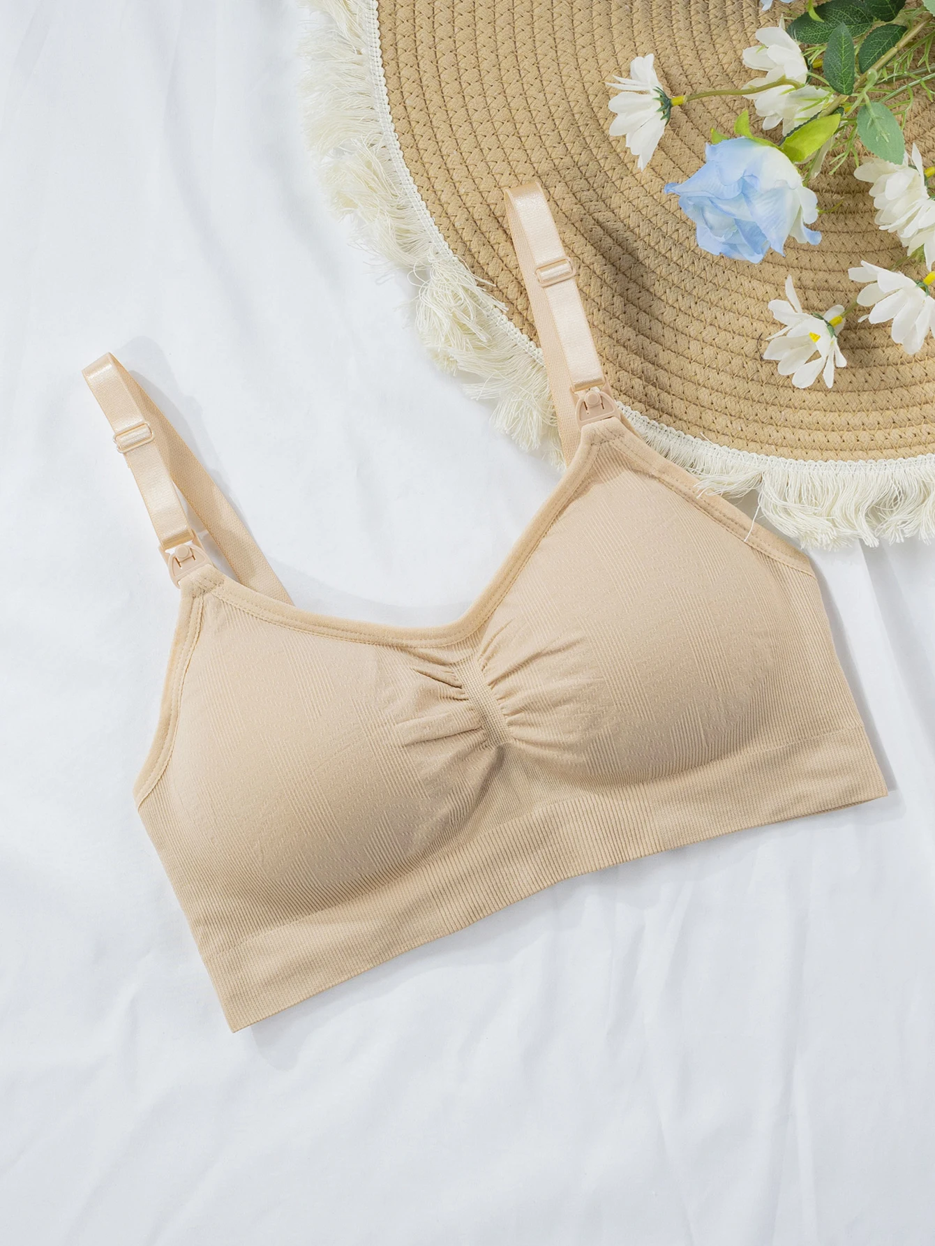 

Цельный однотонный бюстгальтер для кормления без пряжек с открытой передней частью