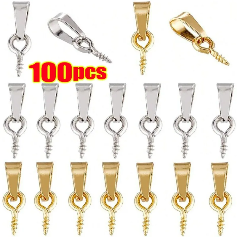 10/100Pcs Screw Eye Pins Bail Top Hooks for DIY Necklace Bracelets Keychains Connectors Jewelry Making Findings Pendant Clasps