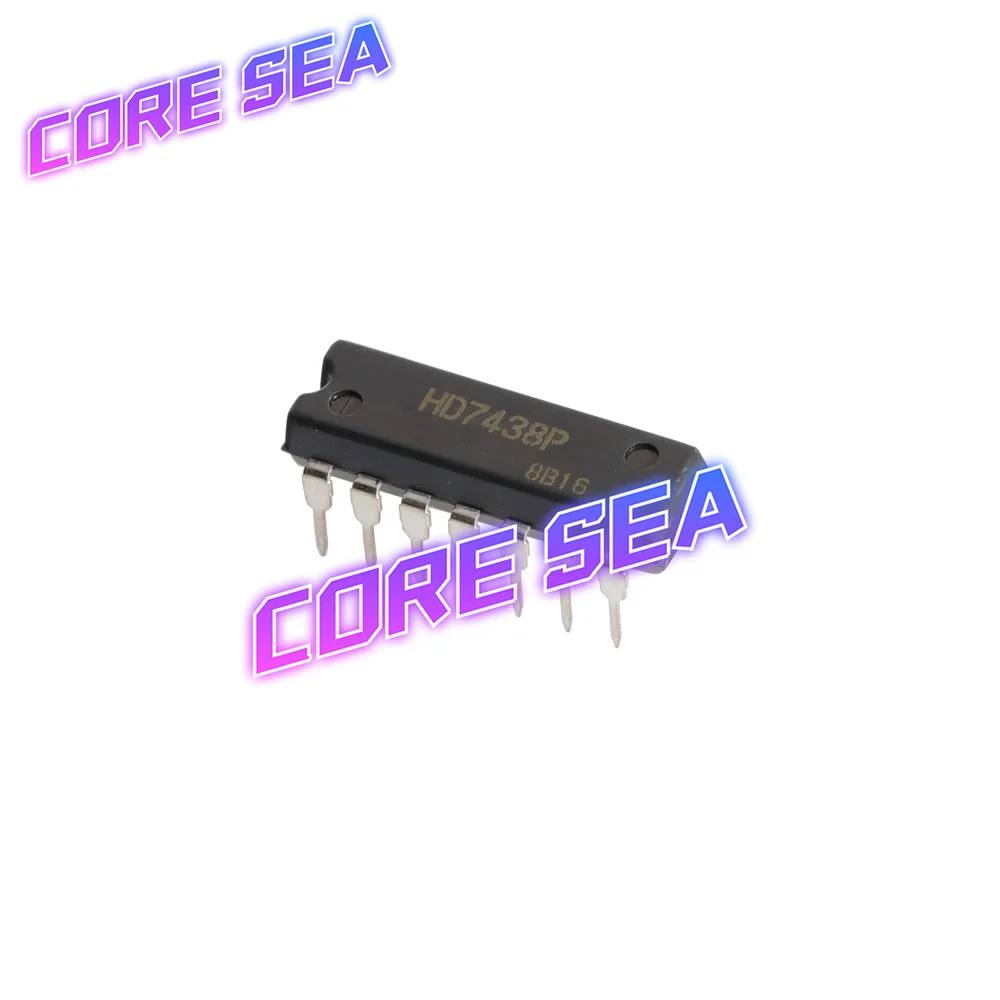 HD7438P inline DIP14 quad 2 input NAND gate IC chip with matching 7438 inline