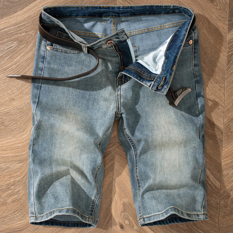 Sommer dünne Herren Jeans Shorts Retro schlanke gerade klassische kurze Hosen lässig vielseitig gewaschene nostalgische Hosen