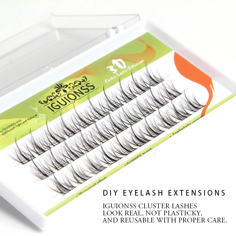 IGUIONSS Lash Clusters DIY Eyelash Extensions 36 Clusters Lashes 50D 3 Styles C D dd Curl Individual Lashes