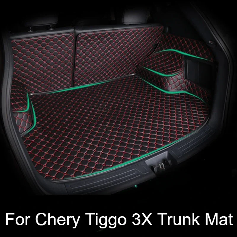 Juego completo de alfombrillas de cuero para maletero de coche para Chery Tiggo 3X, revestimientos, bandeja protectora impermeable contra el barro, alfombra de carga, accesorios interiores