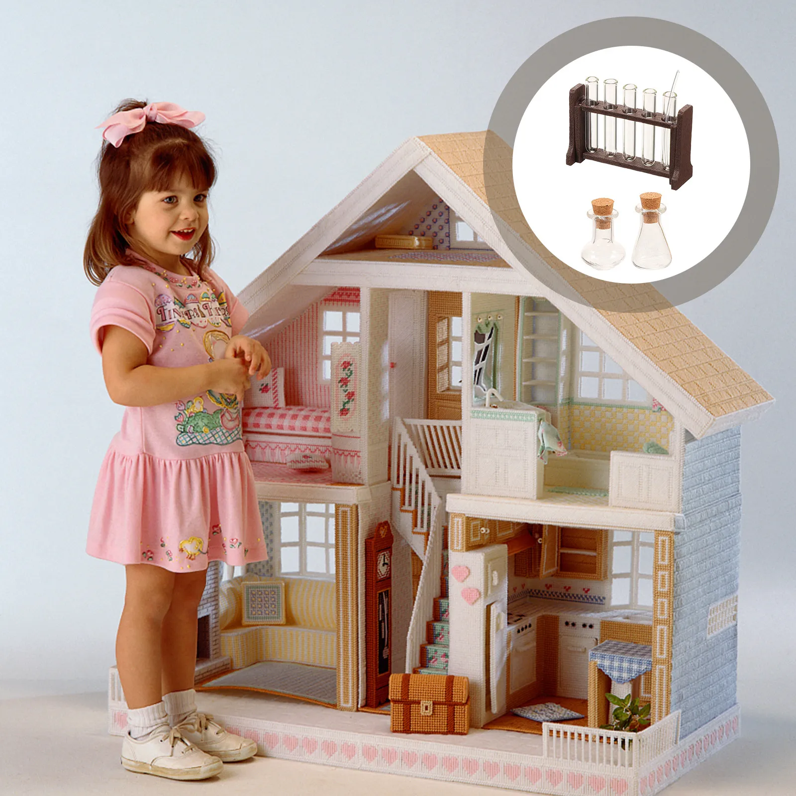 

Набор из 1 мини-подставок для пробирок с деревянной подставкой, реалистичный лабораторный реквизит для фотостудии, домашнего декора, микроландшафта