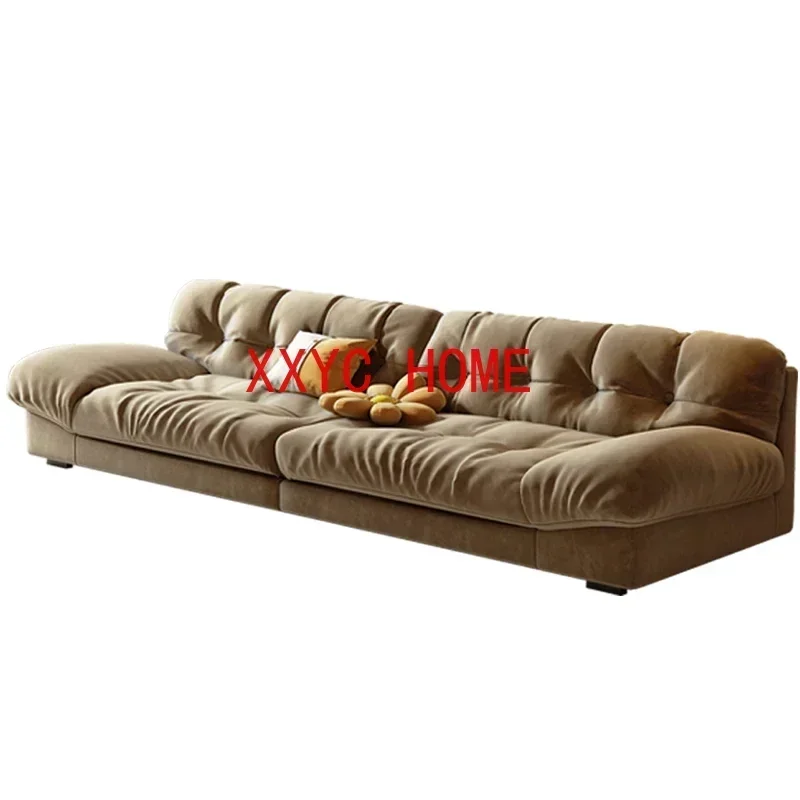 Living Room Creative Frost Faux Leather Soft Sofa Small Apartment Straight Row Latex down