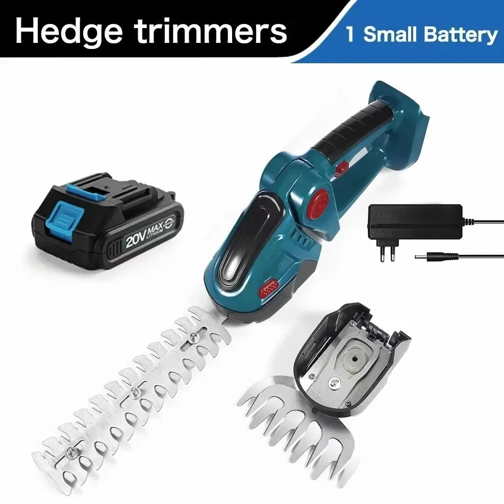 2 In 1 Hedge Trimmer 20000RPM Blue Handheld Home Shrub Weeding And Trimming Lawn Mower Garden Tools