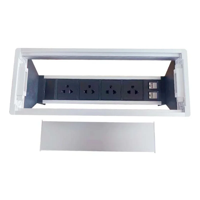 Aluminum Panel desk socket Universal Hidden Table power Outlet cat6 network office kitchen cabinet desktop receptacle