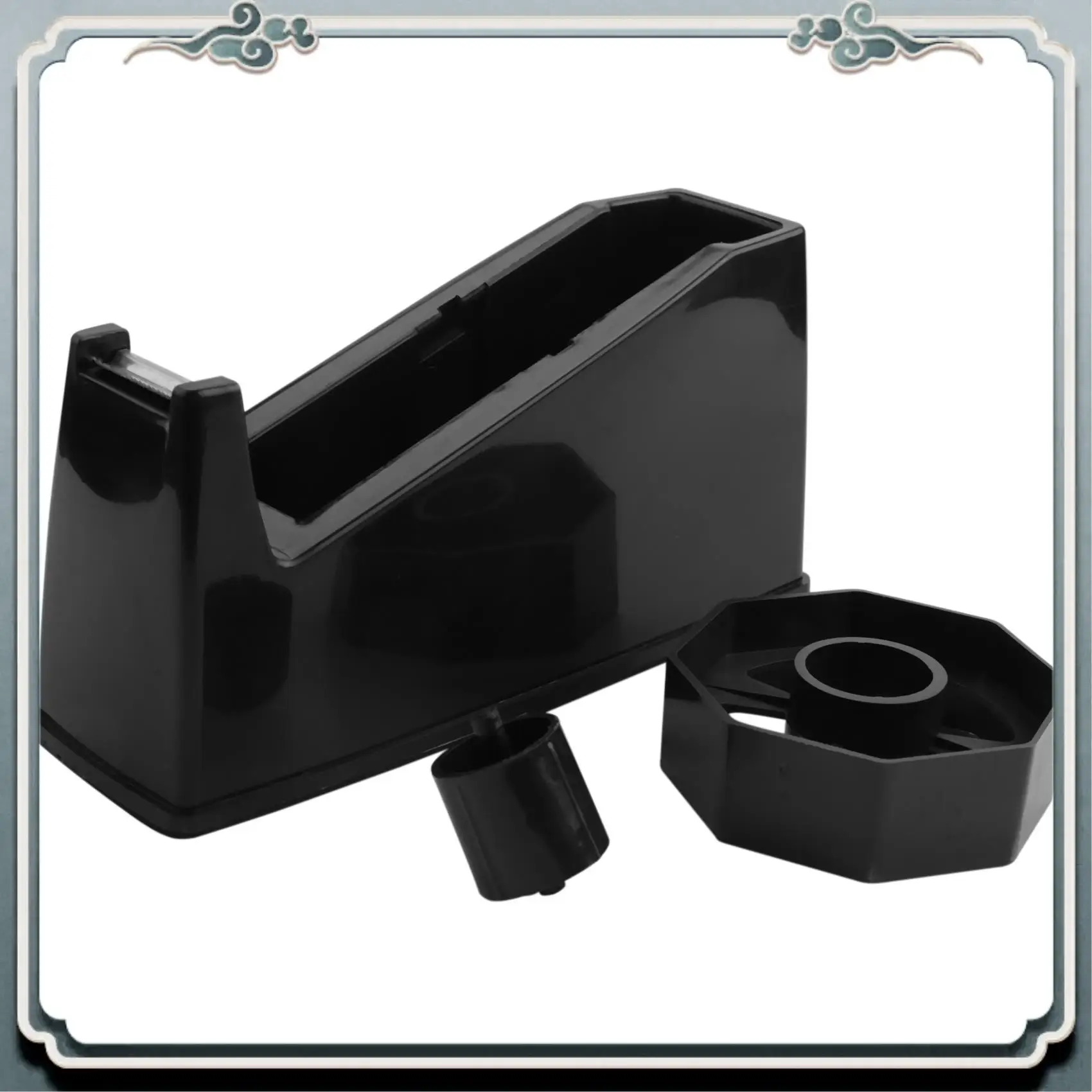 Dispensador de cinta térmica premium, dispensador de cinta adhesiva, soporte para núcleo de 1 y 3 pulgadas, 6,8 x 2,2 x 3,4 pulgadas, dispensador de cinta de escritorio