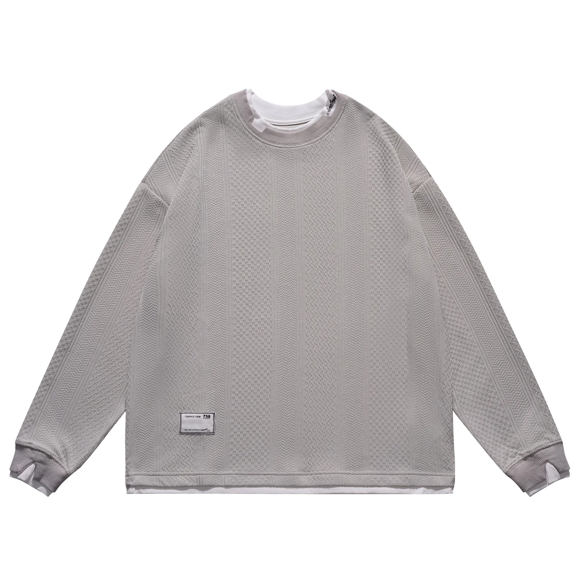 

Свободный вязаный свитшот в стиле ретро, унисекс, с круглым вырезом, молодежный, повседневный, на весну, осень, зиму