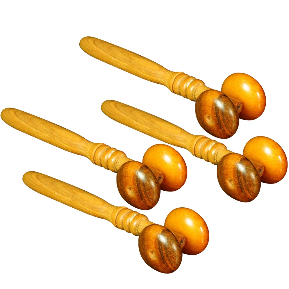 

4 Pcs Wooden Massage Roller Wheel Stick Facial Tools Full Body Massager Yoga Relax Rod