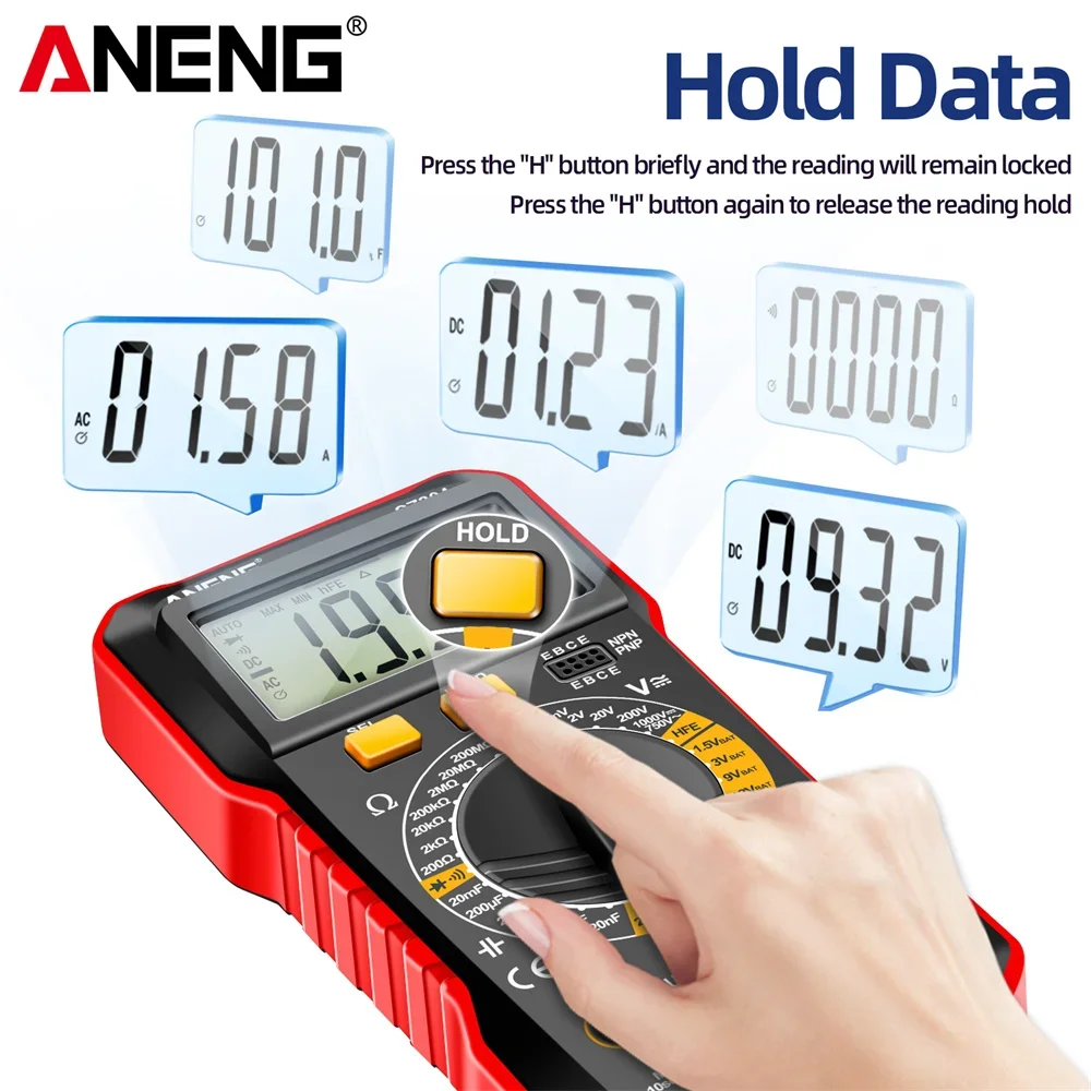 

Handheld Digital Multimeter Tester ANENG SZ304 AC/DC Votage Current Resistance Ohm Multifunction True RMS High Precision Tools