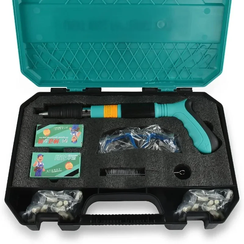

Manual Steel Nail Gun 3 Speed Adjustable Concrete Nail Gun Riveting Tool with 110pc Nail for Wall Fastening Wire Slotting Device