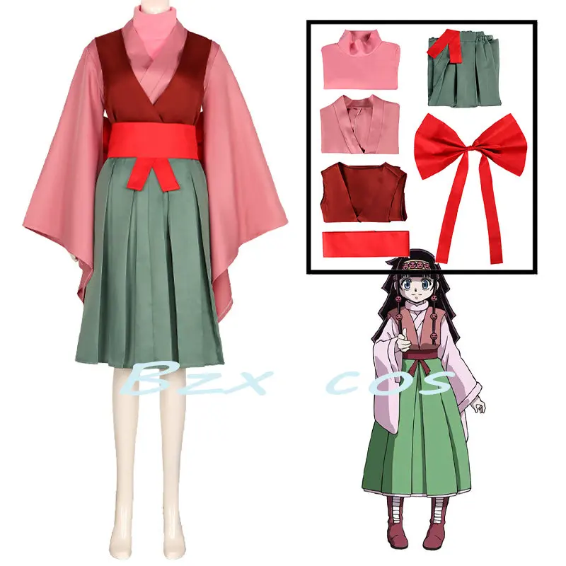 

Alluka Zoldyck Cosplay Anime Aruka Zorudikku Cosplay Costume Kimono Jacket Coat Girdle Skirt Bow Tie Male Female Sweet