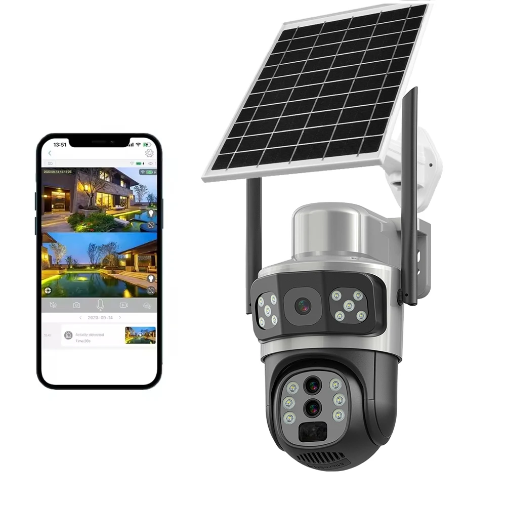 

Factory V380PRO 4G EU Solar Powered Low Power Battery 10X Optical Zoom Dual Lens Camera 3 Screens AI Human Night Vision CMOS