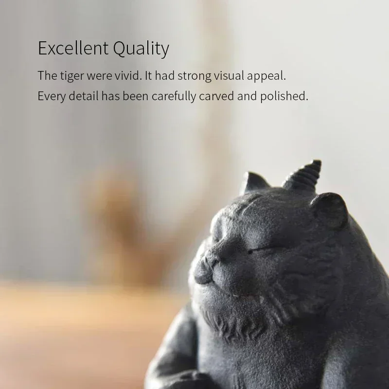 

Tiger Statue Animal Stone Figurine Mascot Decor Tea Pet Crafts Sculpture Office Home Decoration Accessorie Originality Gift