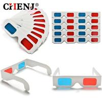 Hot 10pcs/lot Universal Anaglyph Cardboard Paper Red & Blue Cyan 3d Glasses For Movie Wholesale