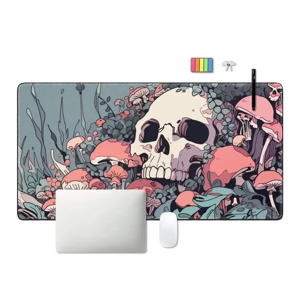 Pastel Goth Desk Mat Skull Mushroom Desk Pad Mouse Pad TCG Playmat Pastel Mousepad Goth Mouse Pad Large Gaming Anime Mouse Mats