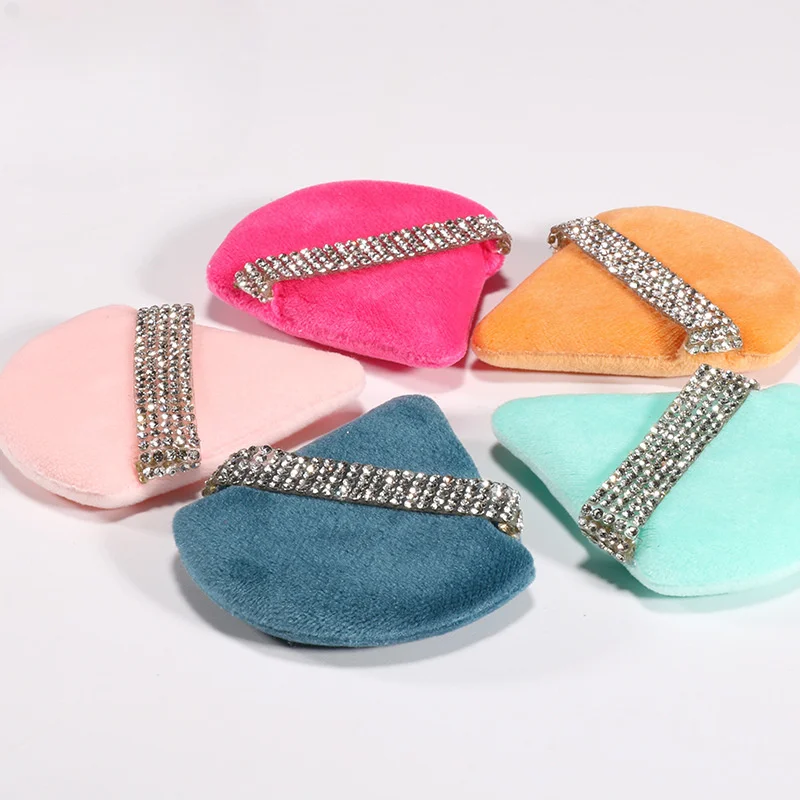 Soffio di cipria triangolare con diamante di lusso da 5 pezzi - Soffio di cipria fissante per cipria in polvere sciolta Frullatore per fondotinta cosmetico asciutto e bagnato