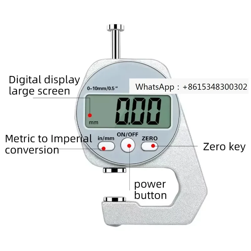 2024 New Mini Digital Display Thickness Gauge High-precision Thickness Gauge for Measuring Paper Leather Sponge flat head