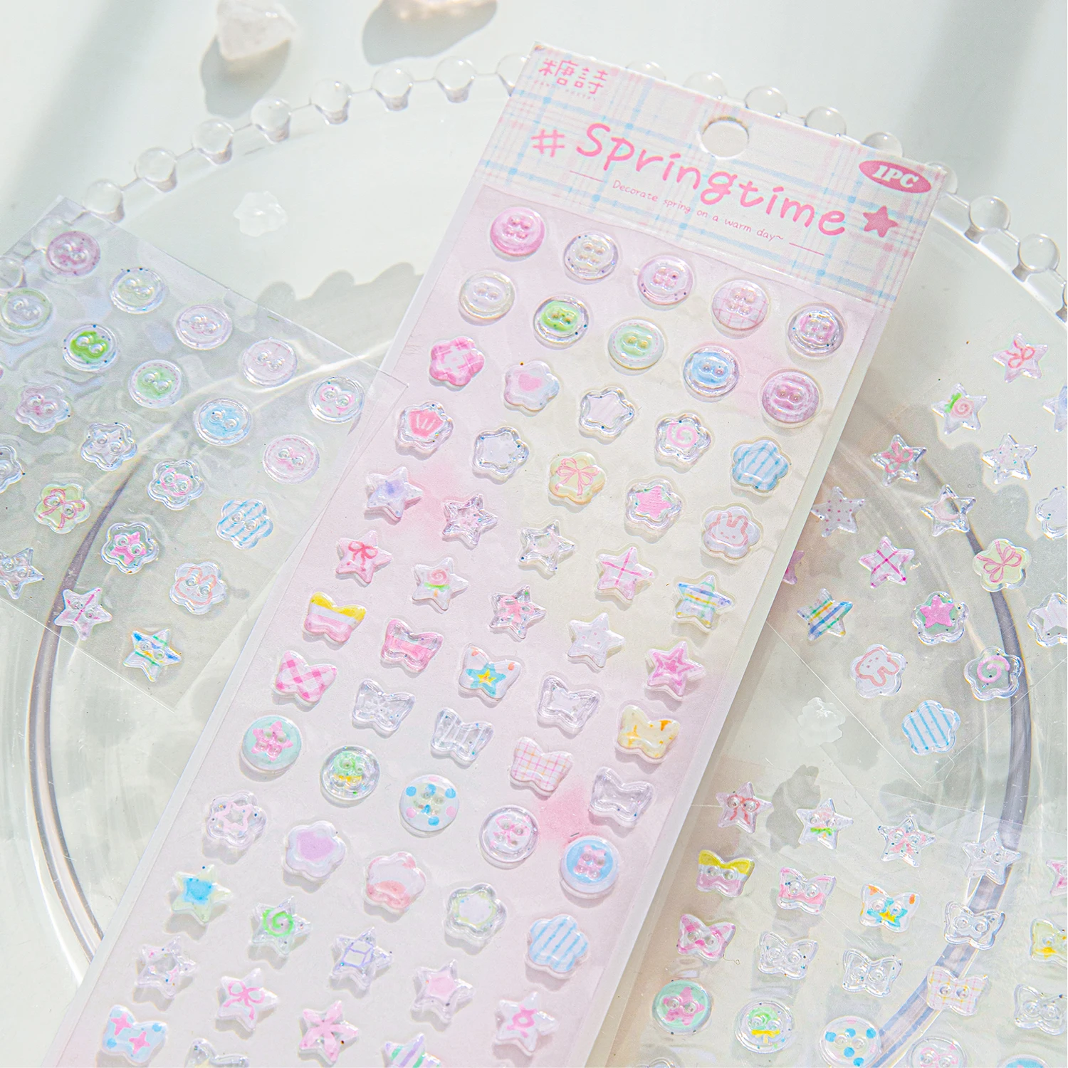 

1PC Kawaii Cream Button Series Drop Glue Mini Stickers Creative Collage DIY Diary Planner Handbook Scrapbook Aesthetic Stickers