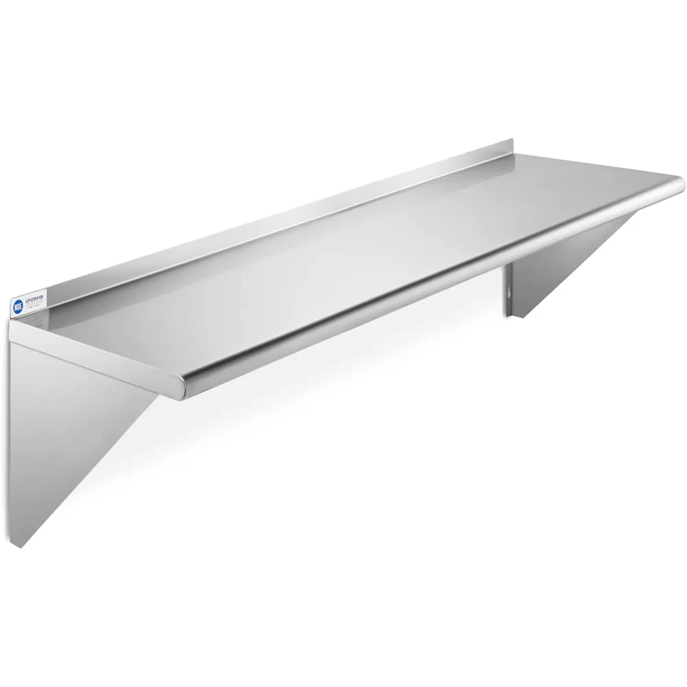 

12" x 48" Stainless Steel Wall Mount Shelf with Backsplash, Commercial Grade - NSF Certified 18 Gauge Shelving for Restaurant,