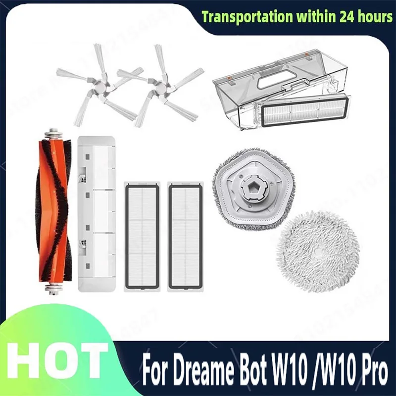 For Dreame Bot W10 / W10 Pro Main Side Brush HEPA Filter Antibacterial Mop Pad Dust Box Spare Parts Vacuum Cleaner Accessories