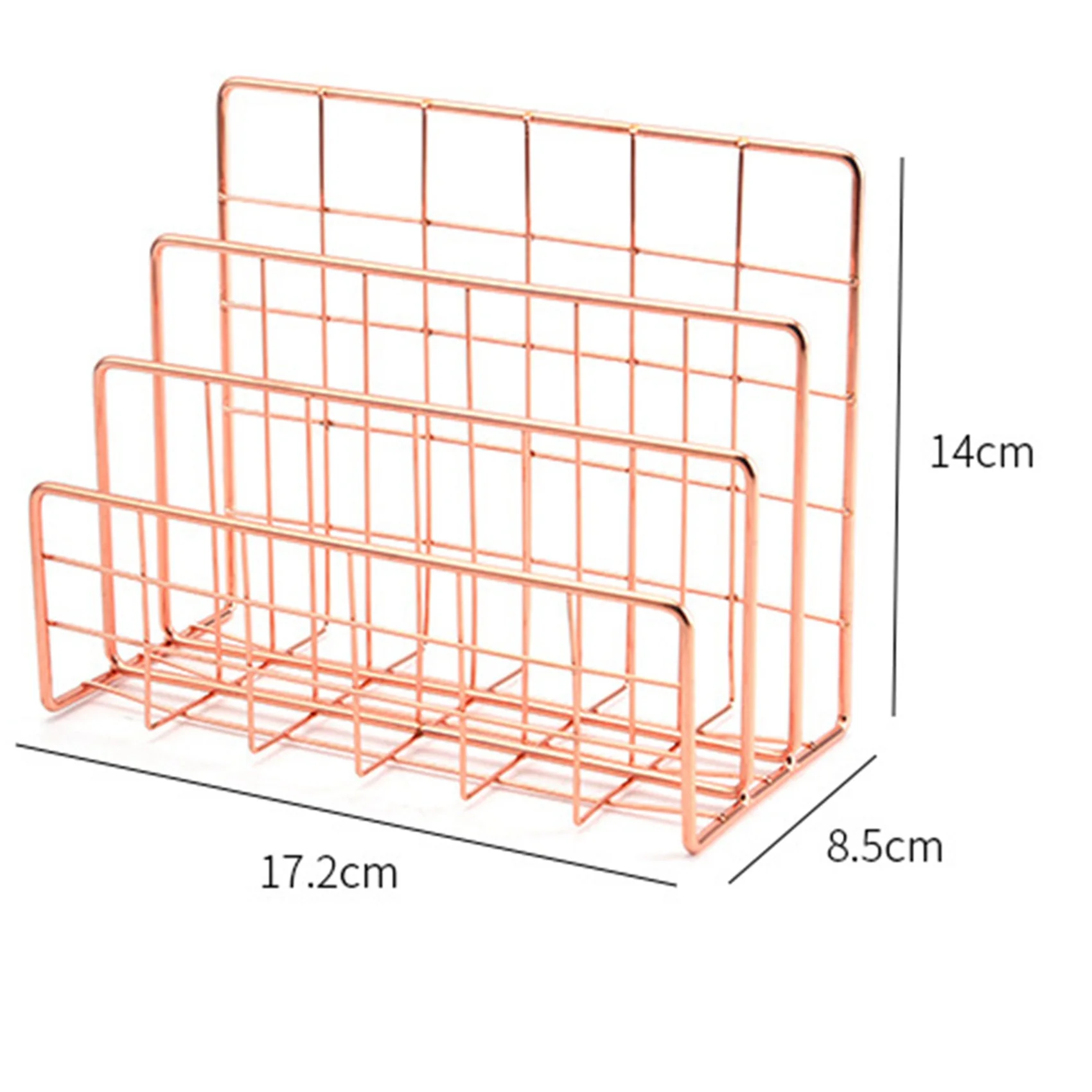 Stylish-2X Bookshelf Office Desktop Rose Gold Metal Book Block Three Layer Desktop Magazine Shelf Book Holder