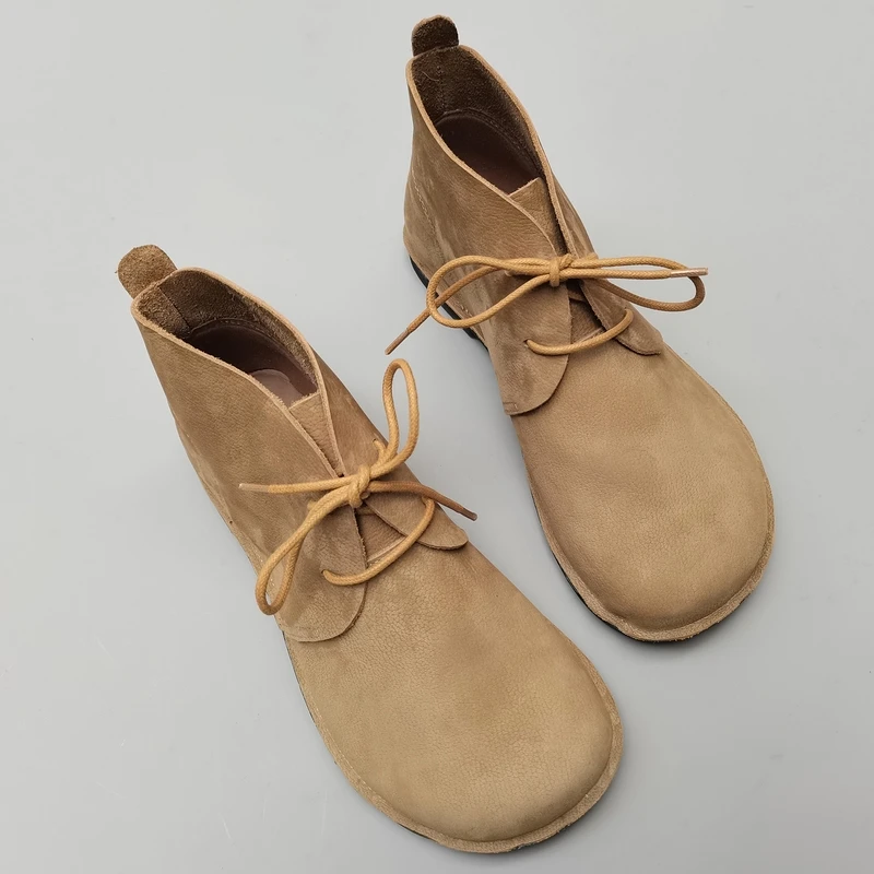 Careaymade-zapatos de piel auténtica de gran tamaño para mujer, botas de trabajo informales con suelas suaves, zapatos individuales de cuero de vaca originales, talla 35-45