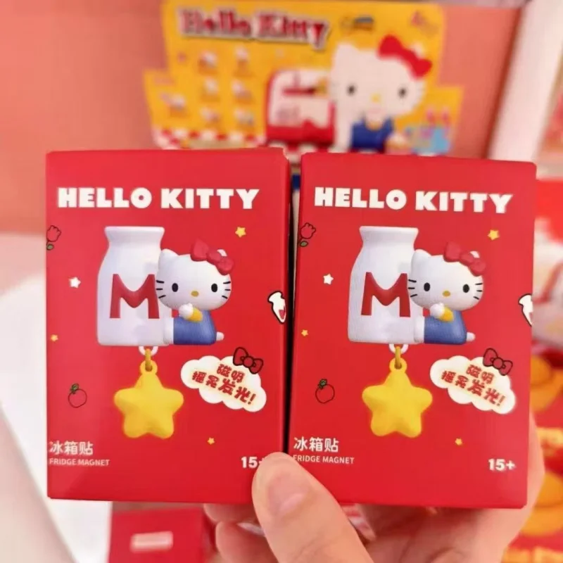 Sanrio Hello Kitty Anime Retro Restaurant Series Blind Box Luminous Star Fridge Magnet Cute Customizable Magnetic Sticker Gift