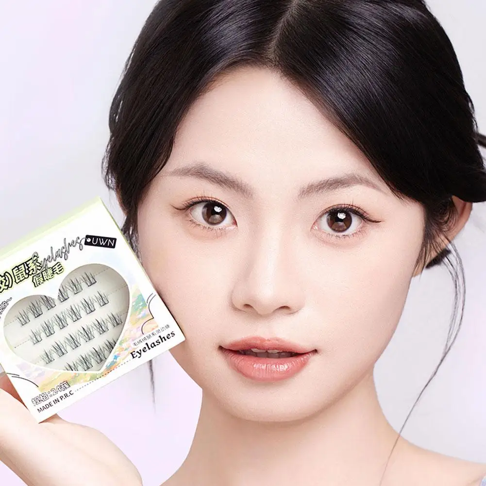 4-reihige künstliche Wimpern ohne Tierkleber/eine zufällige Pinzette für Anfänger, natürliches Curling und selbstklebendes Make-up, falsche Wimpern