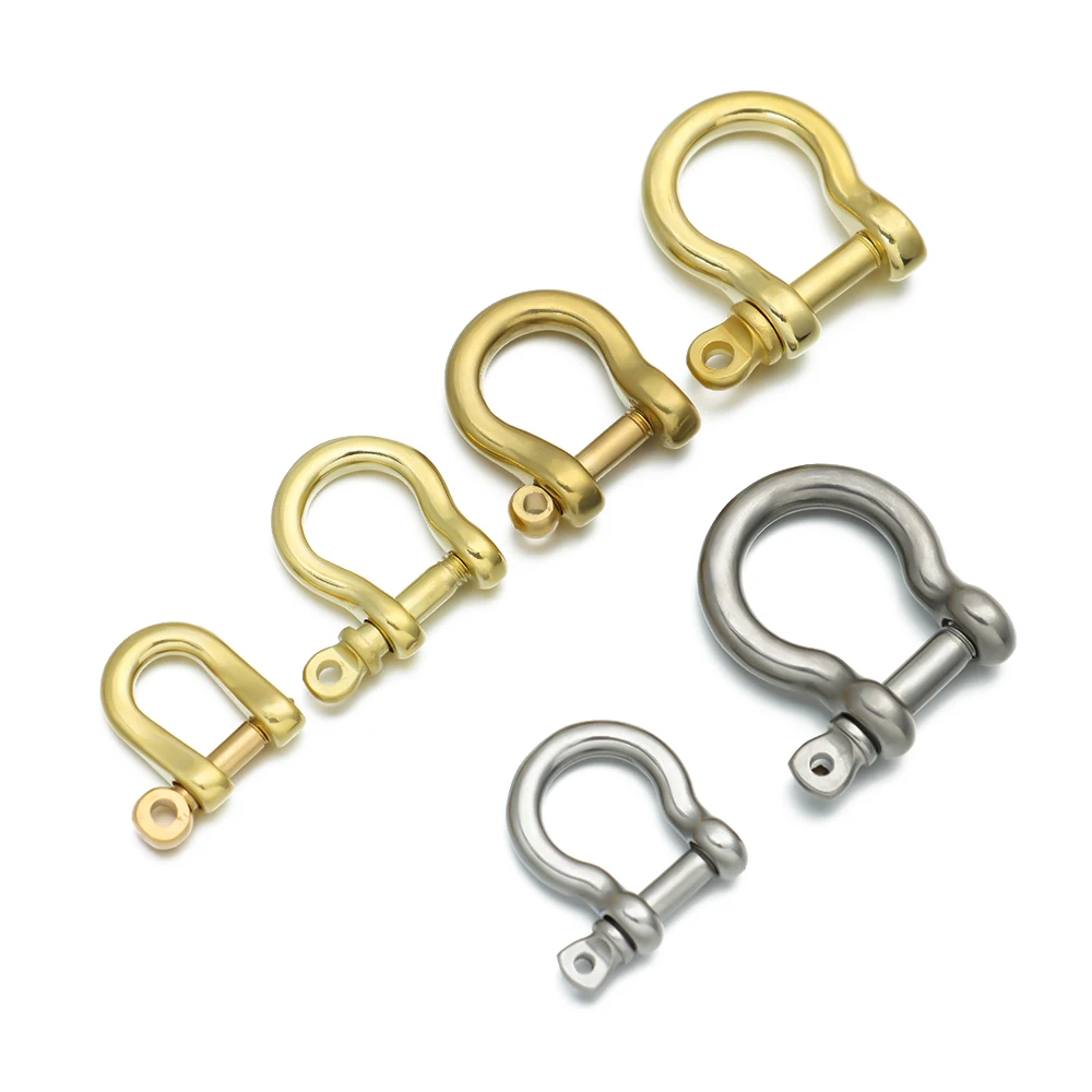 Stainless Steel Screw Joint Connector Shackle Fob Key Ring Keychain Hook D Bow Staples Solid Brass Carabiner