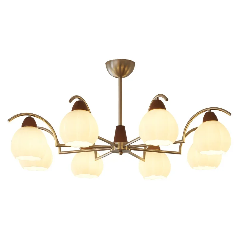 

American chandelier, bedroom lighting, rural retro style wrought iron, glass French simple medieval style lamps