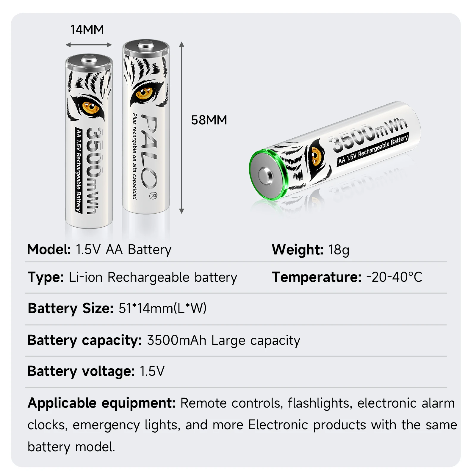 PALO 3500mWh 1.5V AA litowo-jonowy akumulator AA baterie litowo-jonowe AA ogniwo 2A z uchwytami na baterie AA AAA