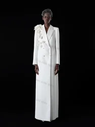 Luxury Floral Women Suit Long Blazer 3D Flower Cotton Overcoat Customized Formal Office Lady Wedding Prom Dress Jacket Coat