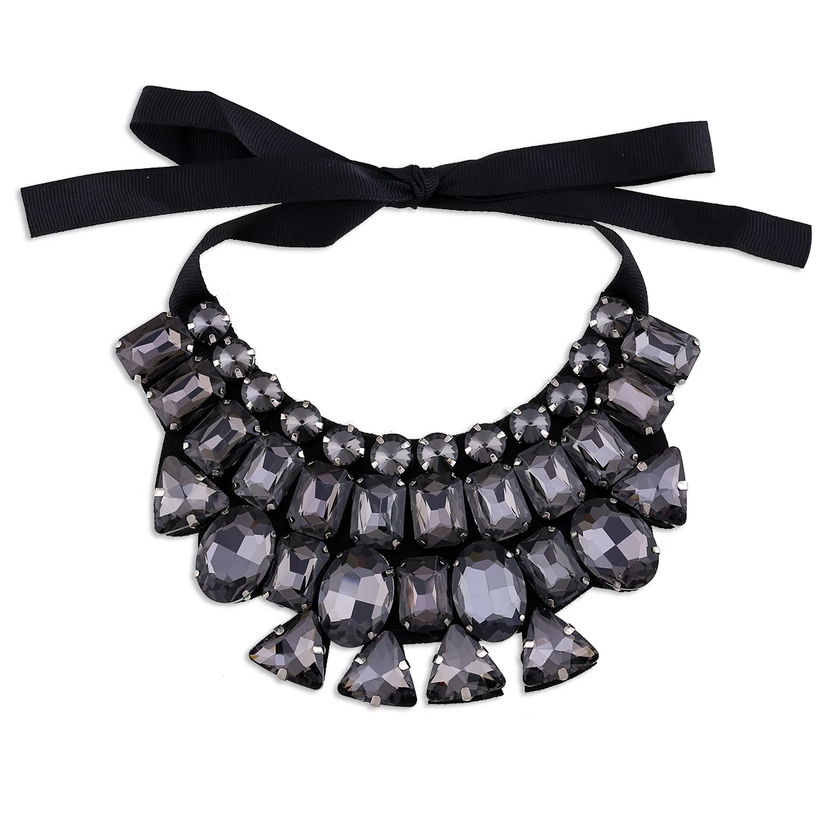 GGQINISI Fashion Bohemia Crystals Chunky Chokers Necklace for Girls Handmade Statement Collar Pendant Jewelry Party Wedding