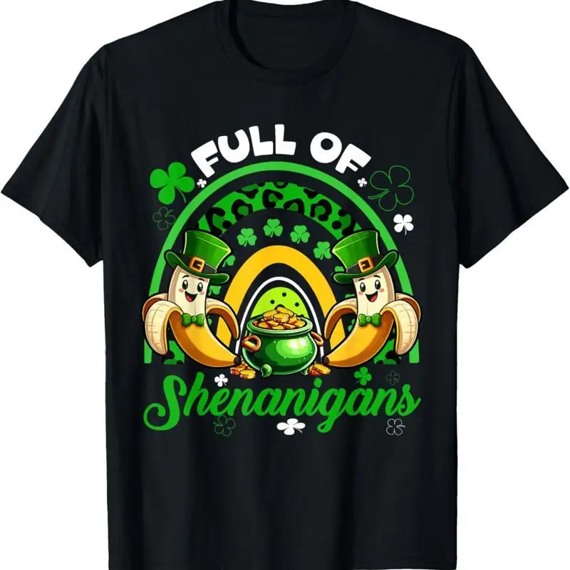 Full Of Shenanigans Patrick'S Day Bananas Leopard Rainbow T Shirt