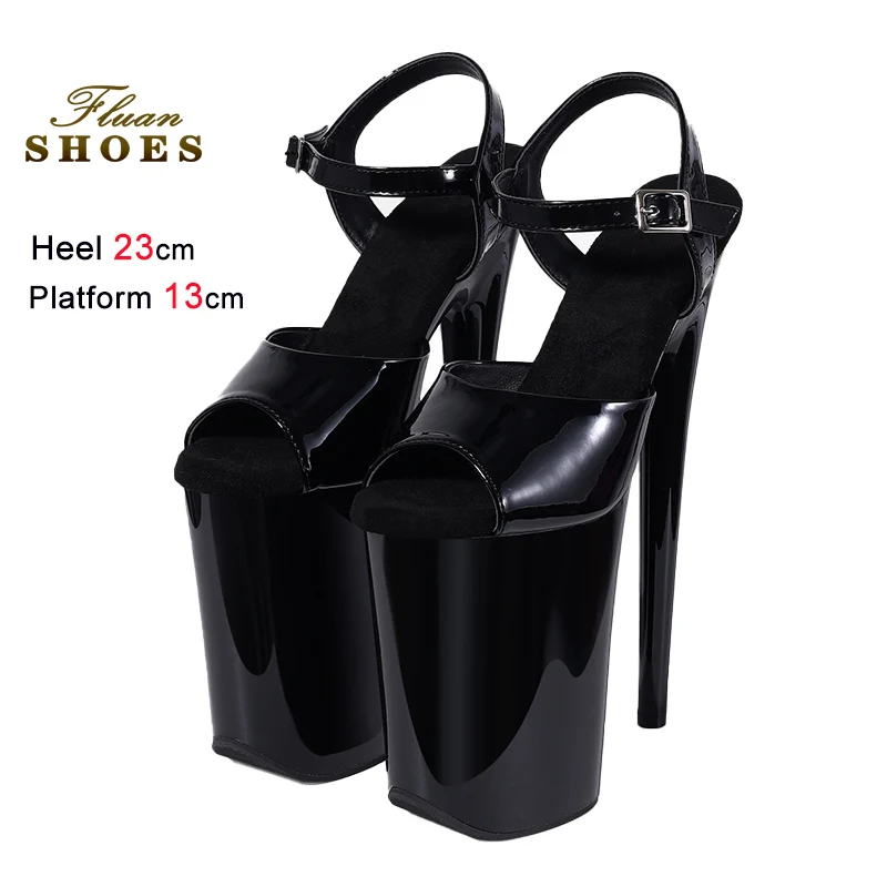 

Summer Model Catwalk Show Shoes 23CM Extreme high heels Europe and America Women's Peep Toe 13CM Platform Buckle Strap Sandals