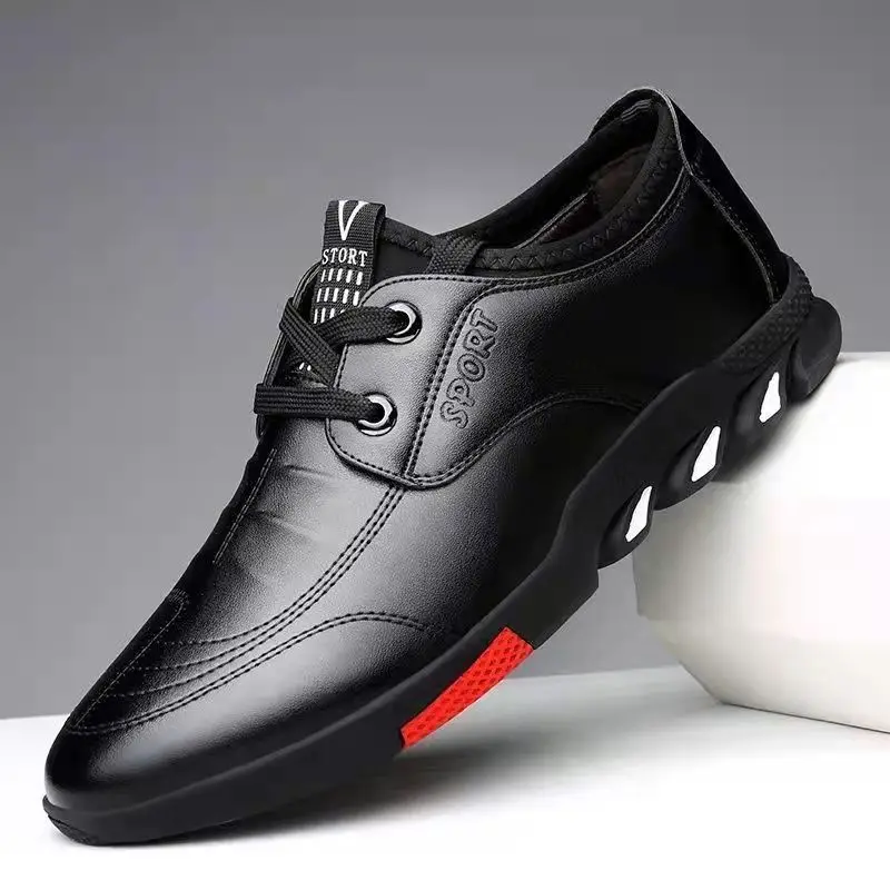 Spring 2022 New Fashion Men's Business Casual Shoes Soft Soles Non-slip Breathable All with Men's Shoes Black Le Fu KB31