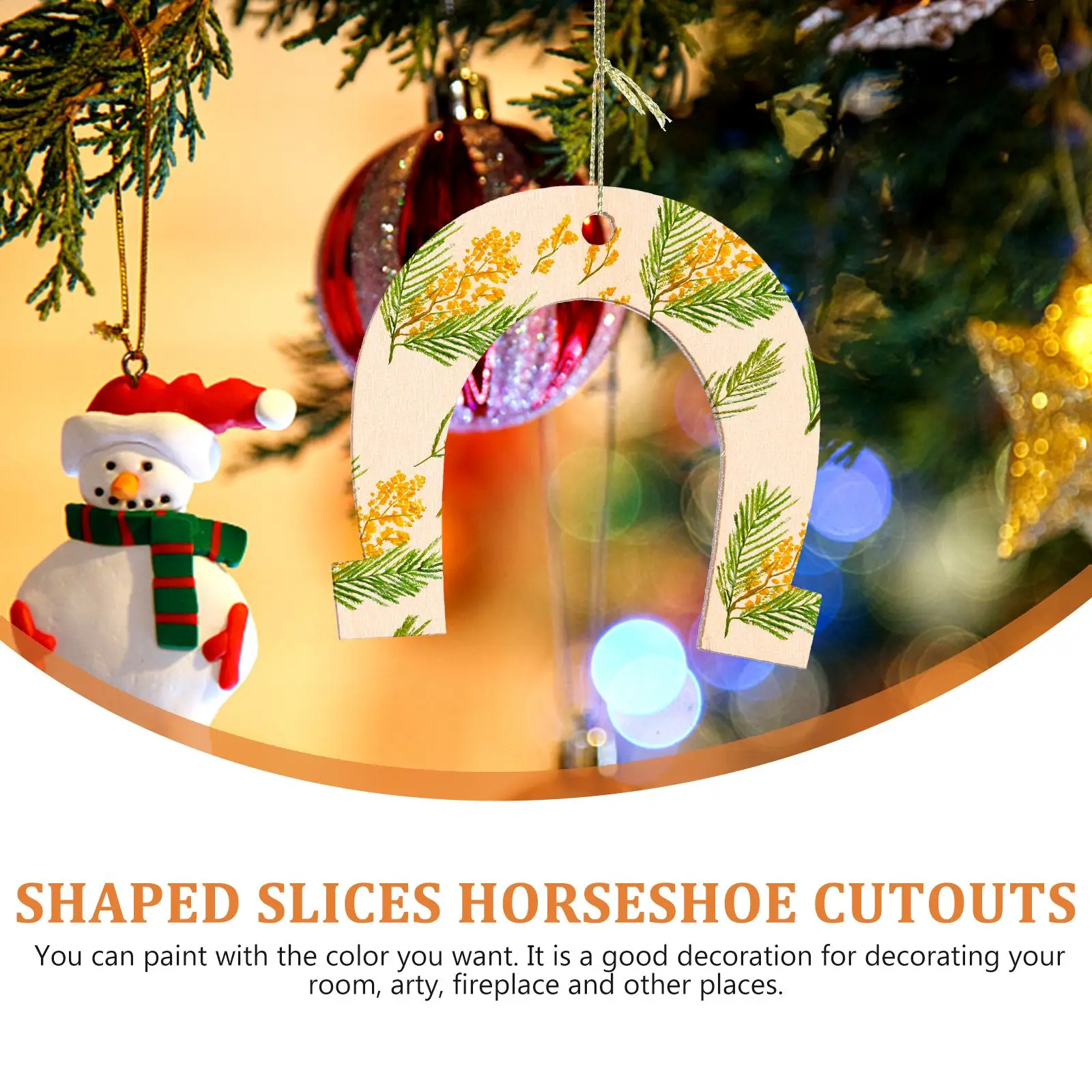 20 Pcs Horseshoe Shaped Wood Slices DIY Decoration Kit Blank Wooden Pieces Lightweight Carry Graffiti Artworks Share Friends