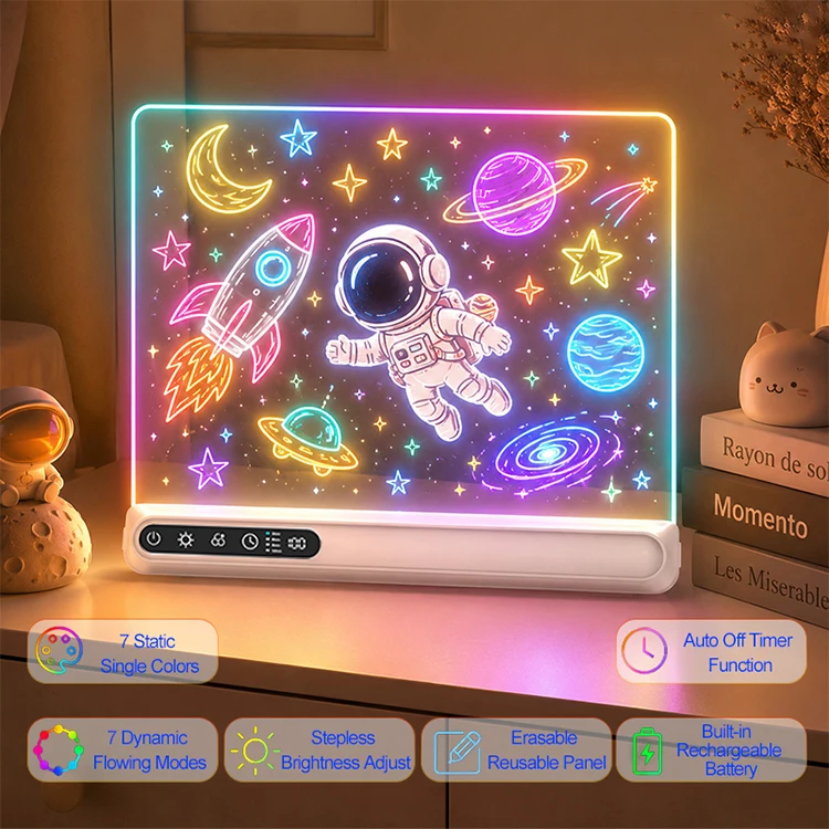 LED Drawing Board for Kids, 16" Rechargeable Glow Drawing Tablet, with Color Lights, Adjustable Brightness, LED Drawing Pad image 5