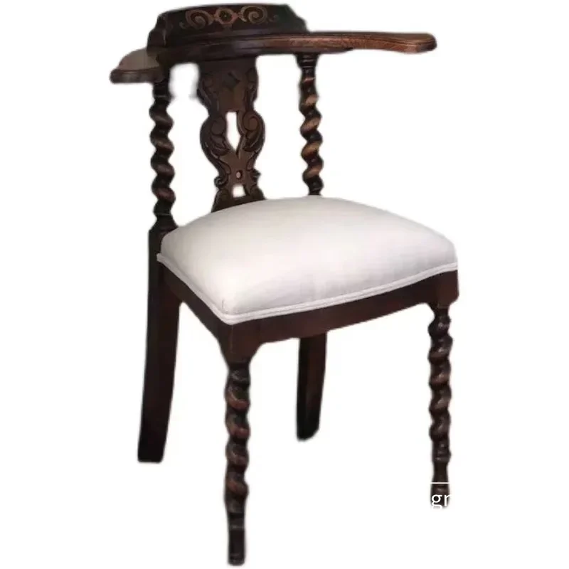 

French simple dining chair old medieval, art, carving B & B leisure single chair