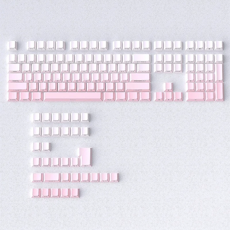 New 133+ Keys Double Shot Shine Through Keycaps Peach Pink Side Print PBT Keycaps Cherry Profile for MX Switches Gaming Keyboard