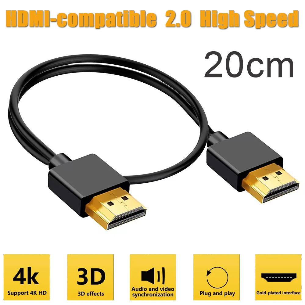 UHD 4K HDMI-compatible Male to Male 18Gbps High Speed 2.0 Extender Cable Supports 4K@60Hz 1080p ARC 3D for DVR HDTV Roku Ultra