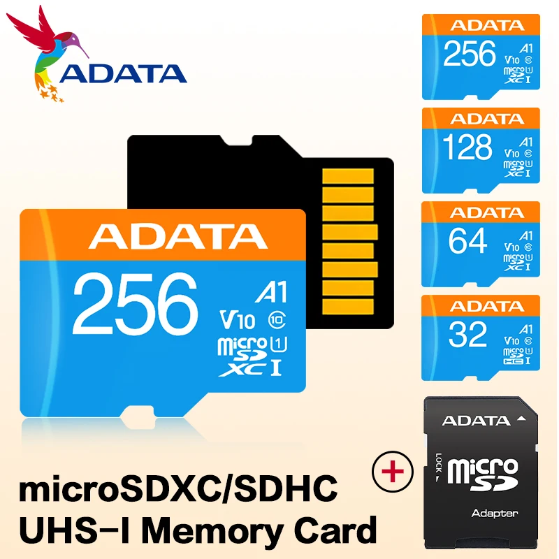 ADATA UHS-I U1 클래스 10 A1 메모리 카드 32GB 64GB 128GB 256GB 고속 프리미어 microSDXC microSDHC 어댑터 포함