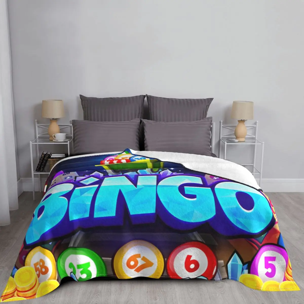 Playing Bingo Game Blankets Coral Fleece Plush Spring Autumn Portable Lightweight Thin Throw Blankets for Home Bedroom Bedspread