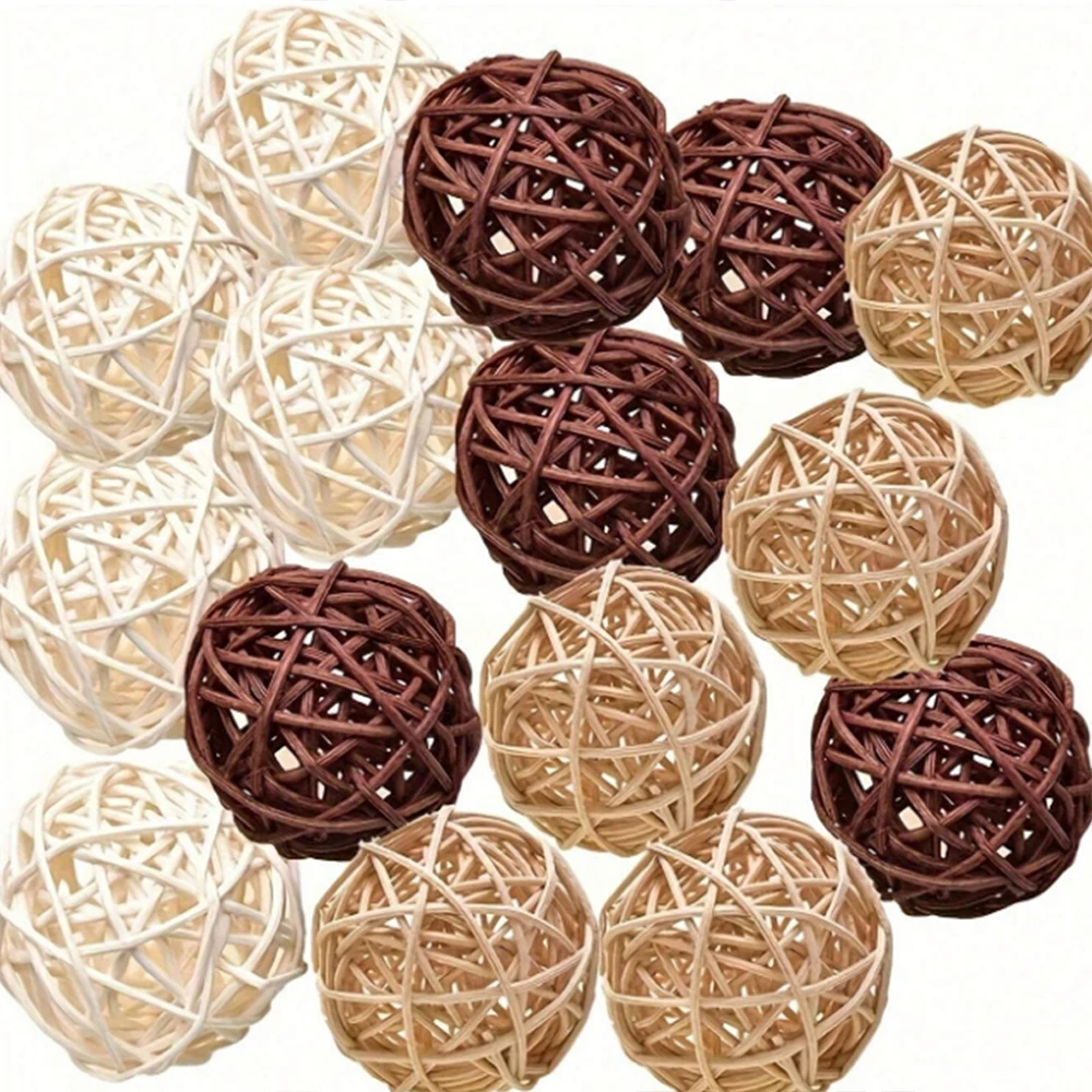 3/12 pçs bolas de rattan bolas decorativas naturais vaso enchimento para casamento natal casa decoração da mesa ramos árvore ornamento festa