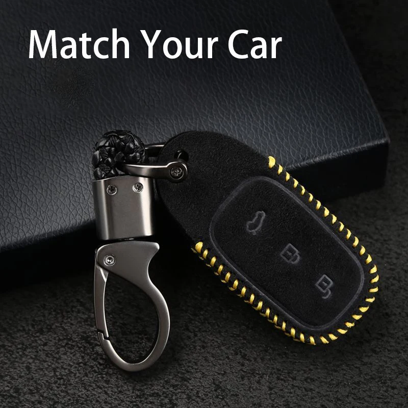 Leather Rope Car Keychain Key Rings Keyring For JEEP Grand Cherokee WK WK2 KJ KK KL Commander XK Renegade Car Accessories