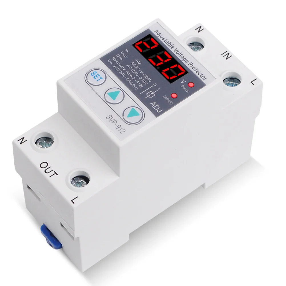 

40A Adjustable Voltage Protector Automatic Voltage Protection Din Rail Surge Relay -912 LED Economical Reliable