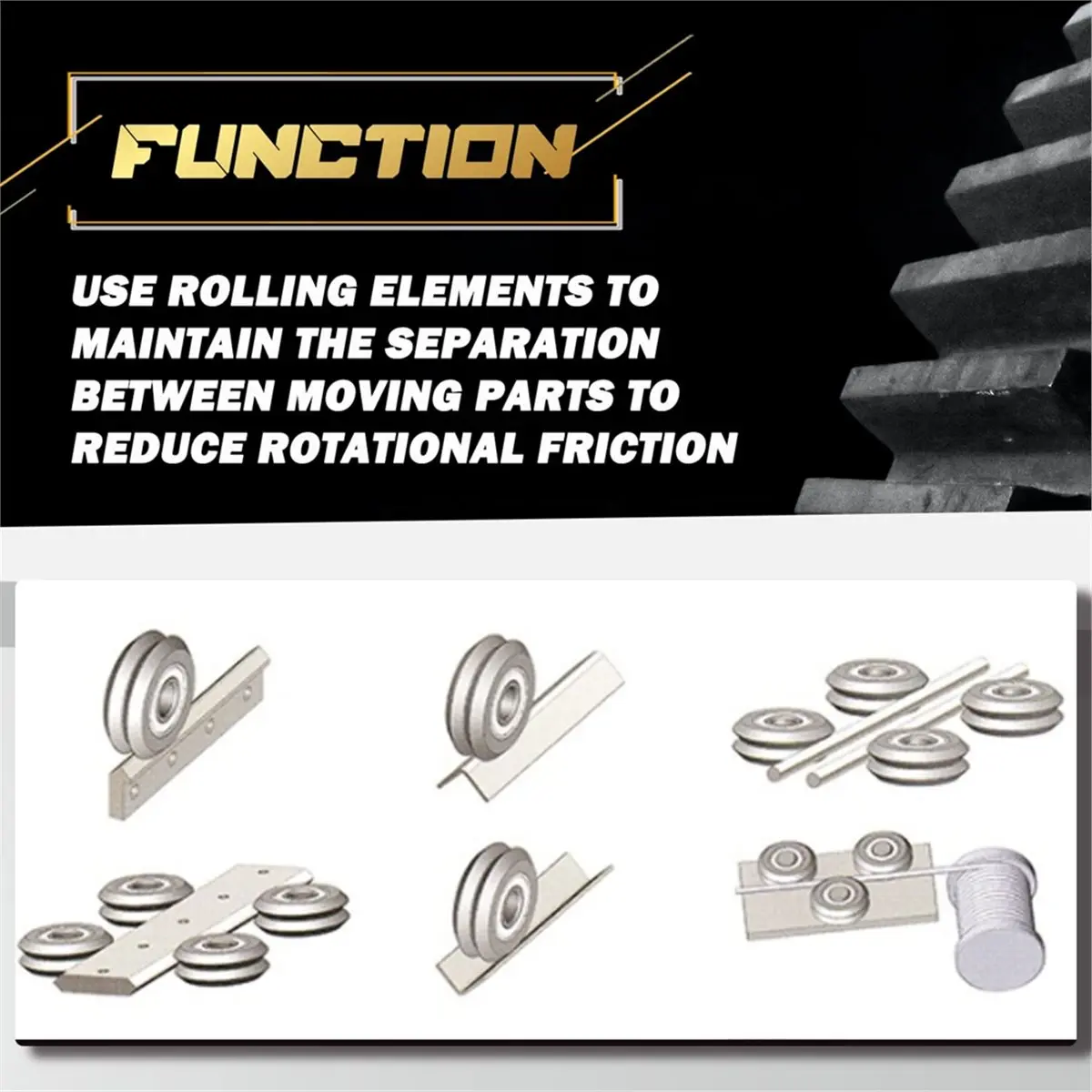 RM2- 3/8'' Roller Ball Bearing V Groove Double Sided Rubber Sealed Roller Bearing, 16PCS